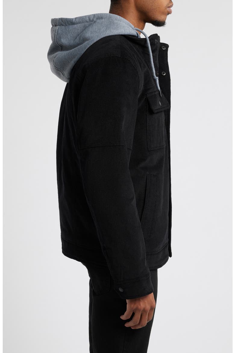 Hooded Corduroy Jacket, Alternate, color, BLACK