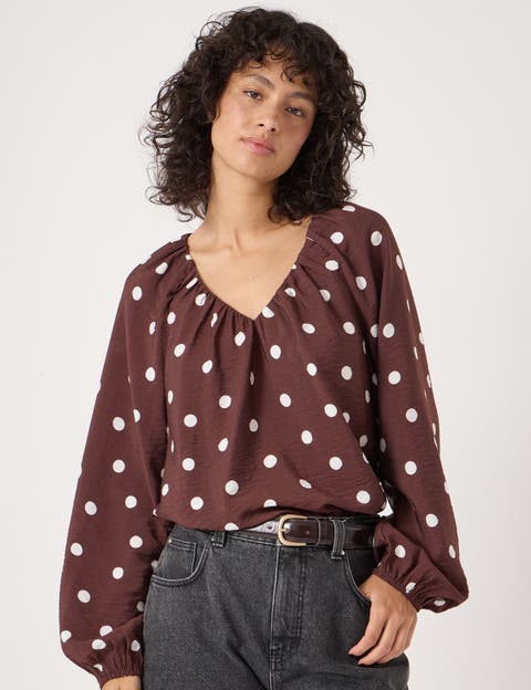 Printed Airflow V Neck Blouse