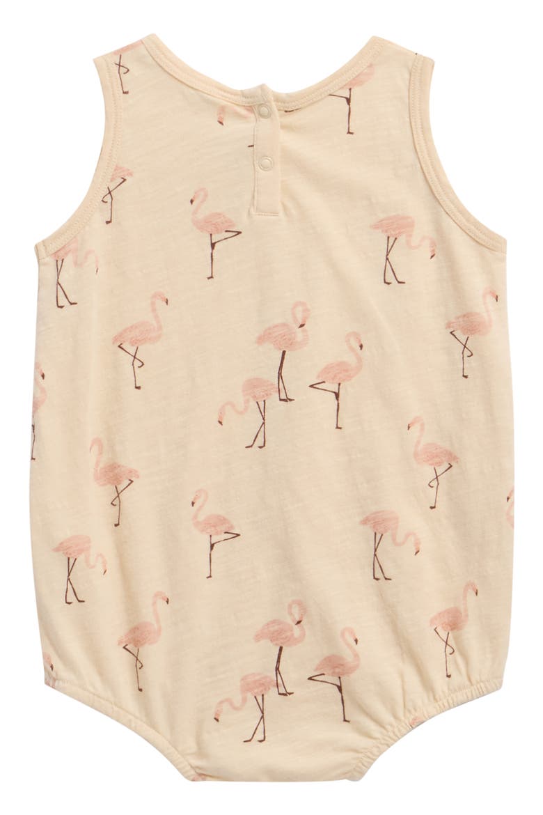 Flamingo Print Cotton Bubble Bodysuit, Alternate, color, SHELL