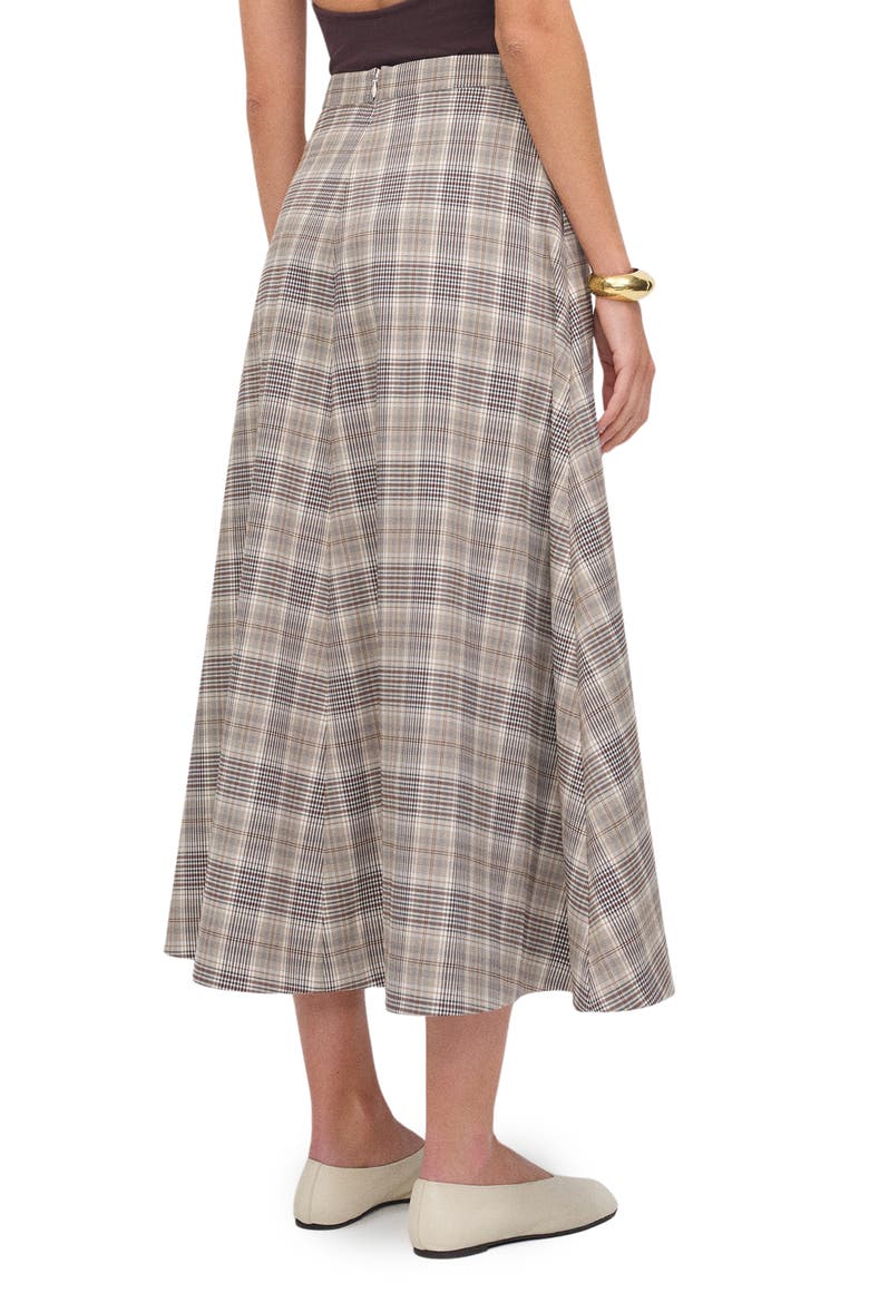 Peony Plaid Flare Skirt, Alternate, color, BROWN CHECK