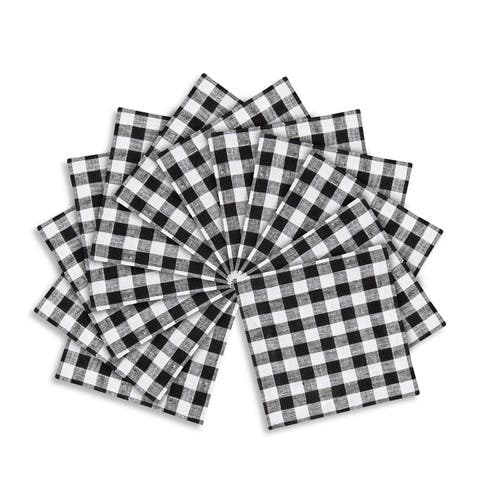 Linen Cocktail Napkins - Gingham Check