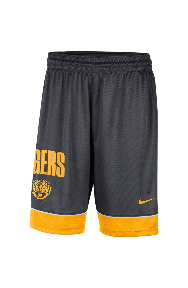 Nike Men's Nike Charcoal/Gold LSU Tigers Fast Break Shorts, Alternate, color, Charcoal