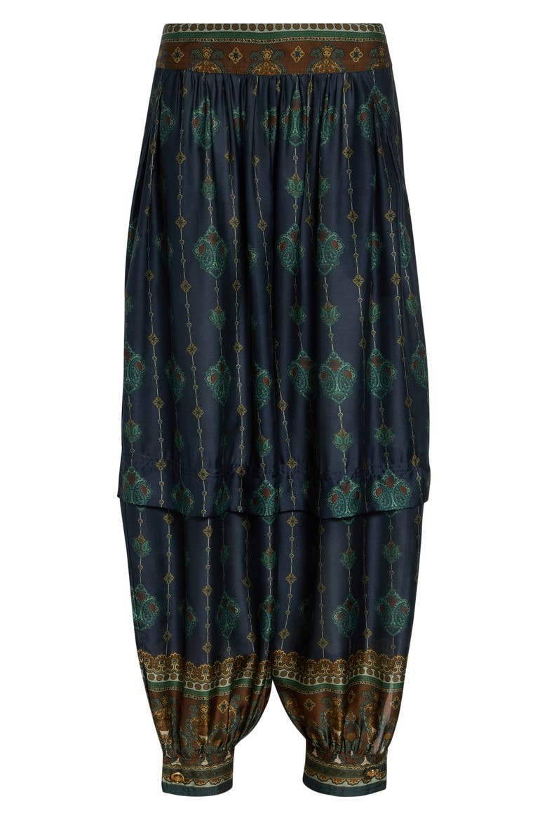Ascent Print Silk Harem Pants, Alternate, color, NAVY PRISM