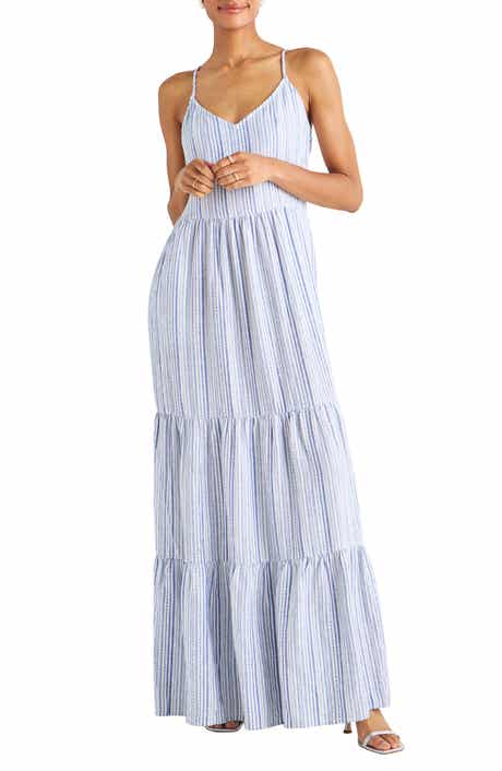 Splendid Marseille Stripe Tiered Cotton Maxi Sundress