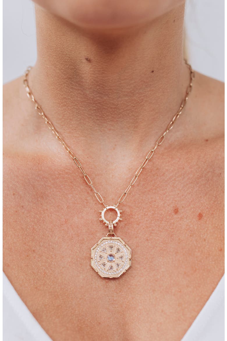 Aztec Octagon Deco Medallion, Alternate, color, 14K YELLOW GOLD/ DIAMOND