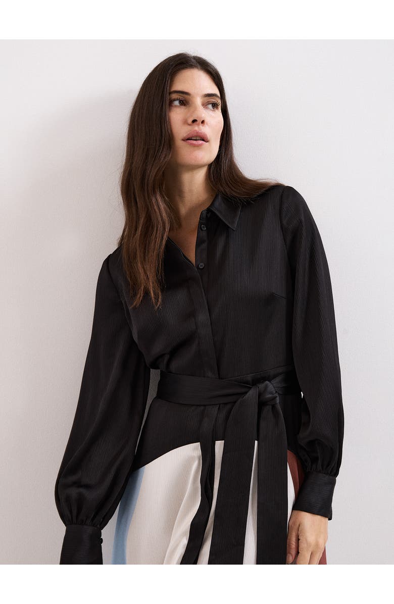 Phase Eight Samalie Satin Hanky Dress, Alternate, color, Black