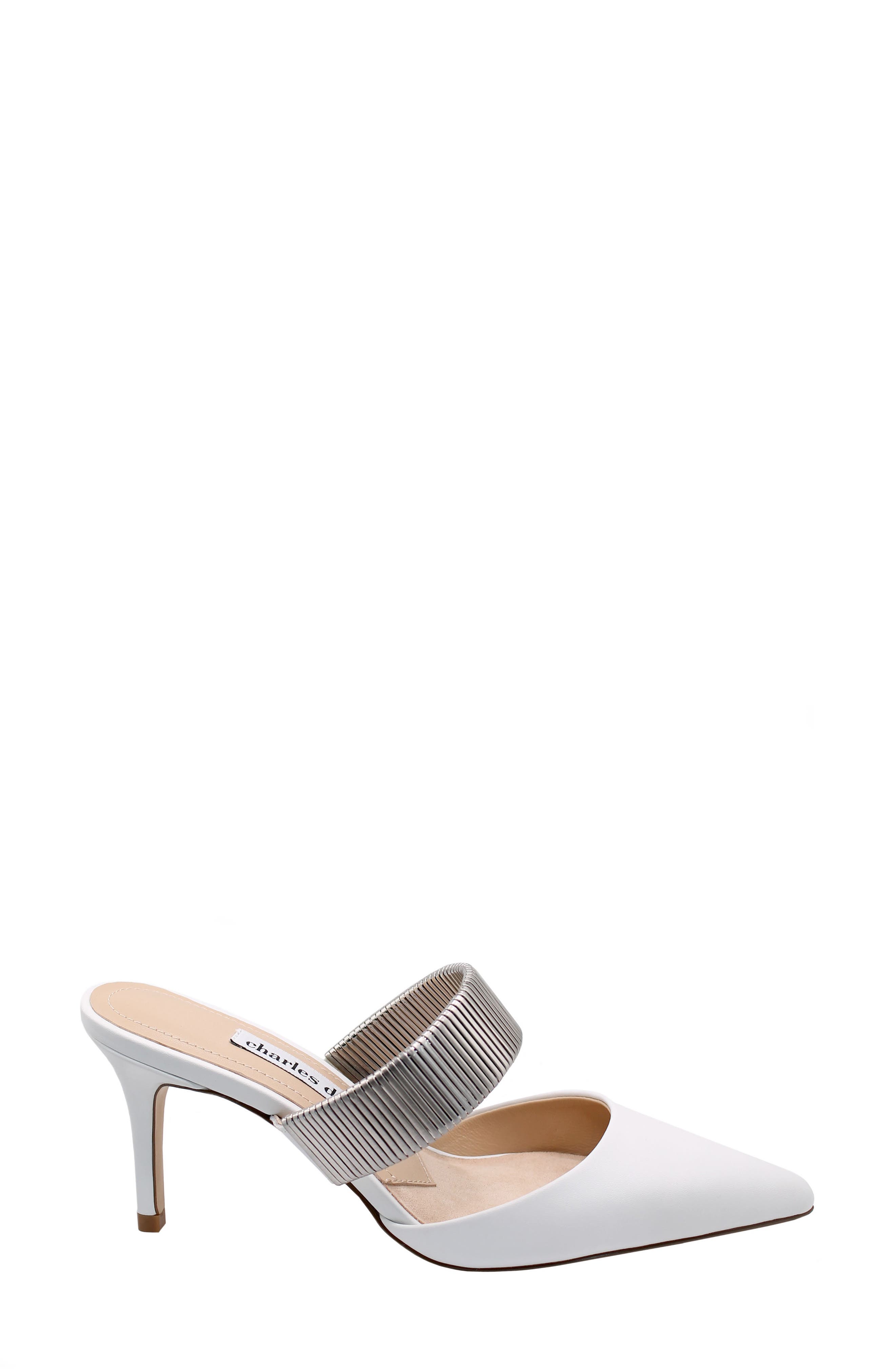Charles David Alfie Pointed Toe Mule, Alternate, color, White