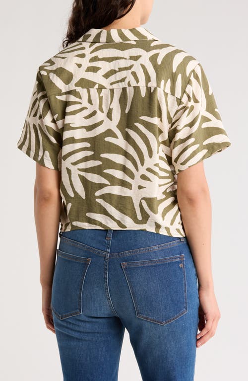 Sanctuary Baja Short Sleeve Tie Front Button-up Shirt In Palm Green