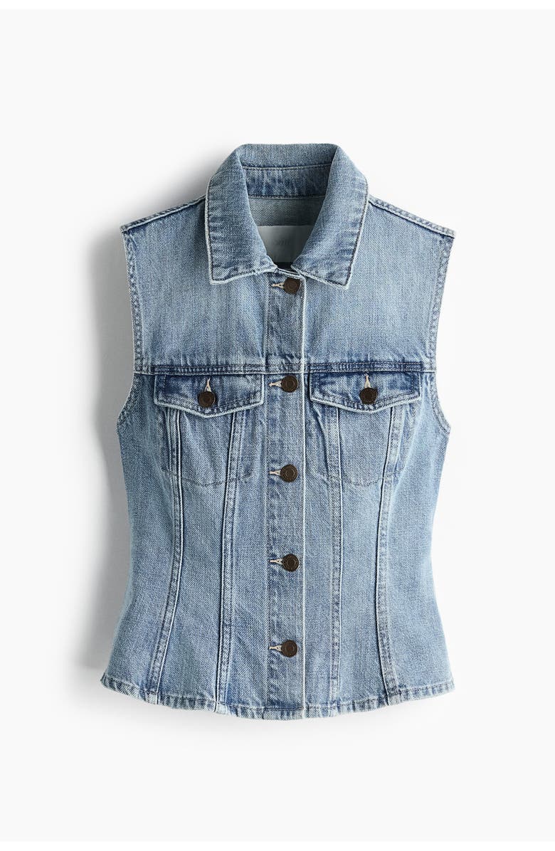 H&M Denim Waistcoat, Main, color, Light Denim Blue