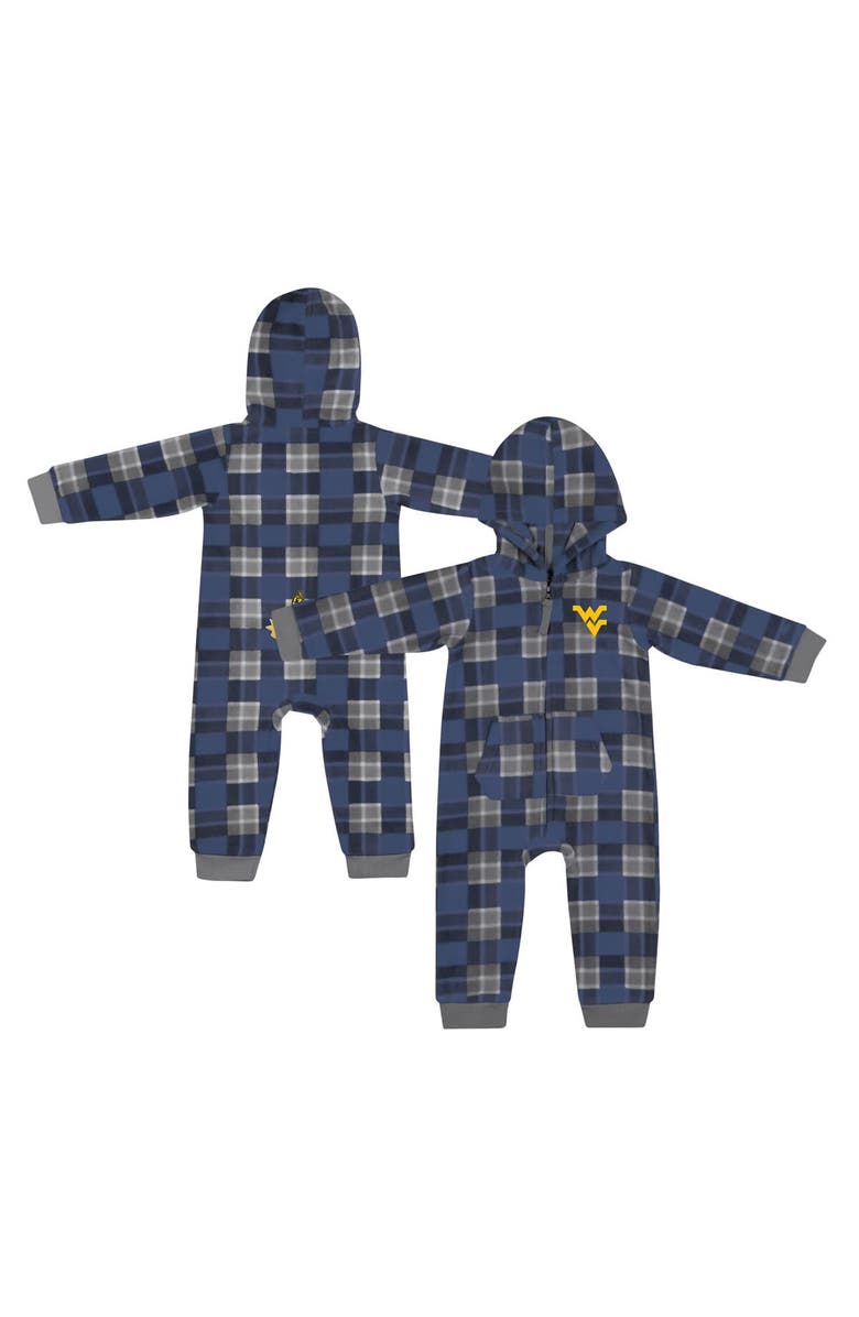 COLOSSEUM Infant Colosseum Navy West Virginia Mountaineers Full-Zip Plaid Hoodie Long Sleeve Jumper, Alternate, color, Navy
