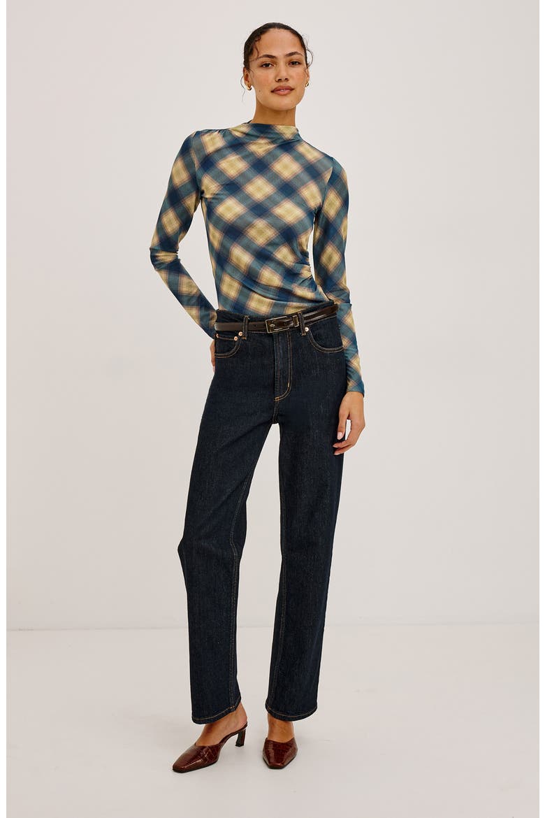 Joelle Plaid Mesh Top, Alternate, color, NAVY SAGE PLAID