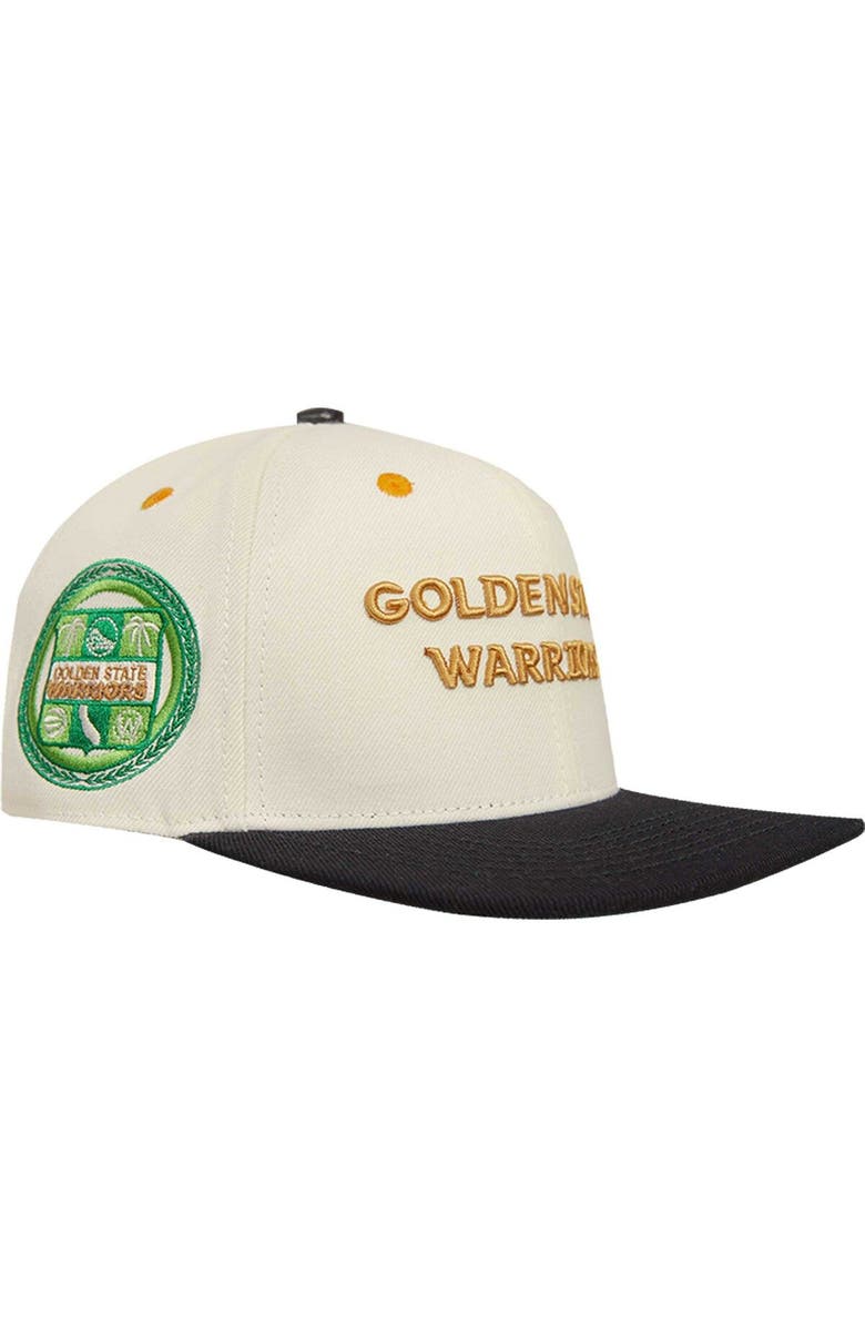 Post Men's Cream/Black Golden State Warriors Album Cover Snapback Hat, Main, color, 