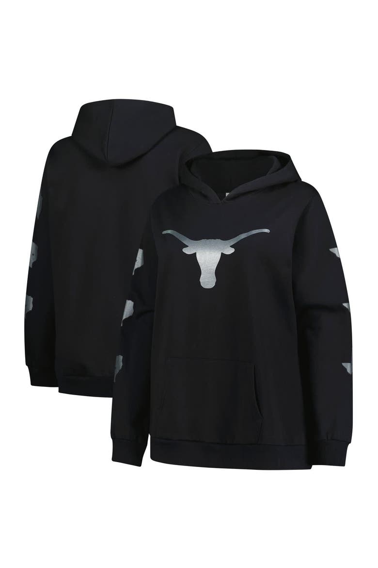 Women's Fanatics Black Texas Longhorns Plus Size Sleeve Hit Pullover Hoodie, Main, color, Black