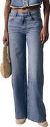 LE JEAN Crochet Trim Mid Rise Column Jeans