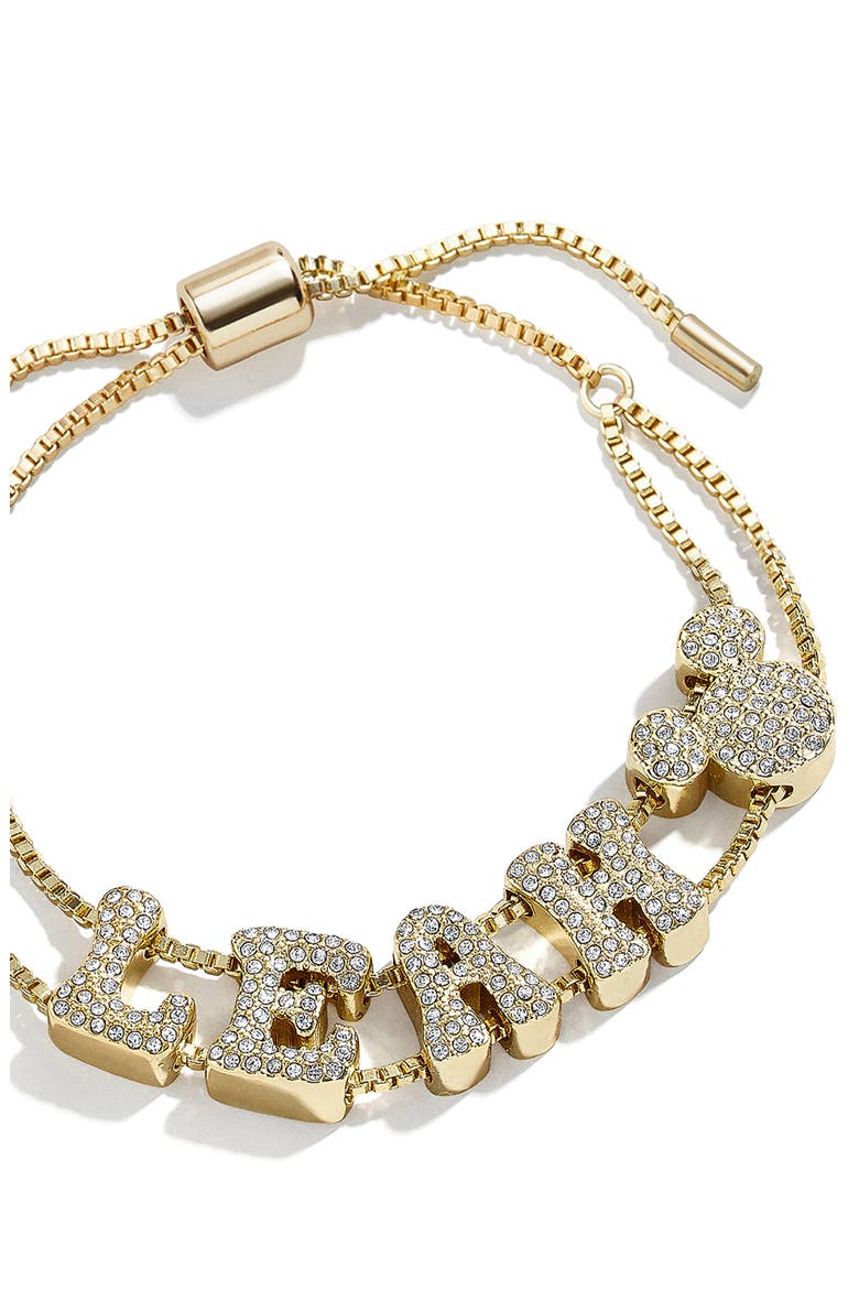 Personalized Disney® Crystal Bubble Charm Slider Bracelet, Alternate, color, GOLD/ CLEAR