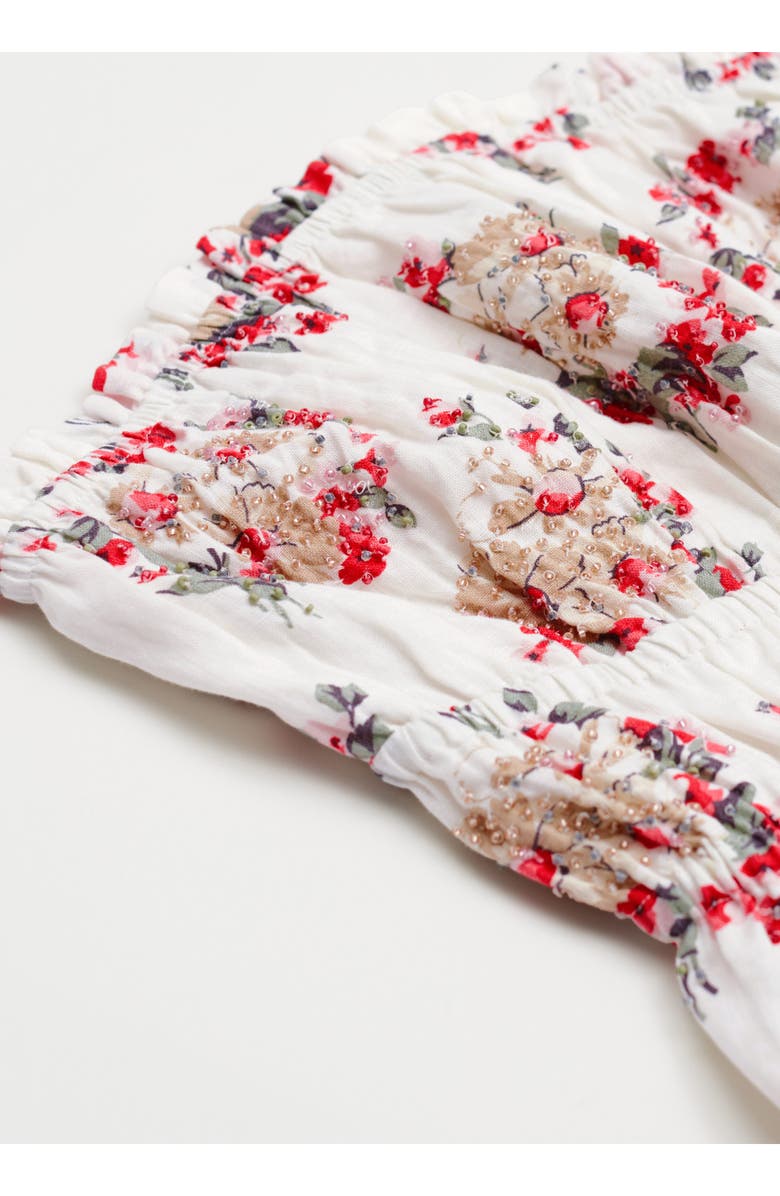 & Other Stories Ivy Floral Print Strapless Top, Alternate, color, White