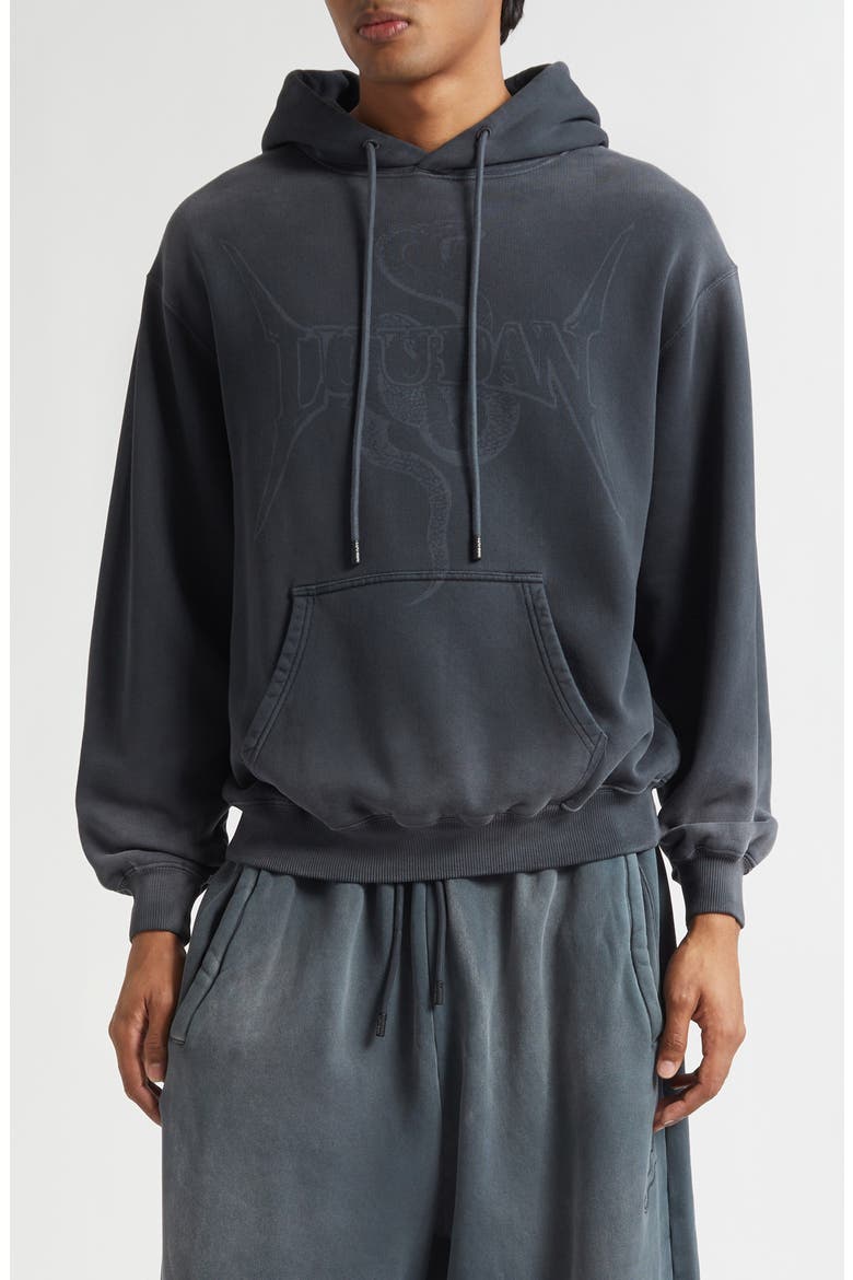 Slouch Oversize Fleece Graphic Hoodie, Main, color, METAL SNAKE / BLACK SMOKE
