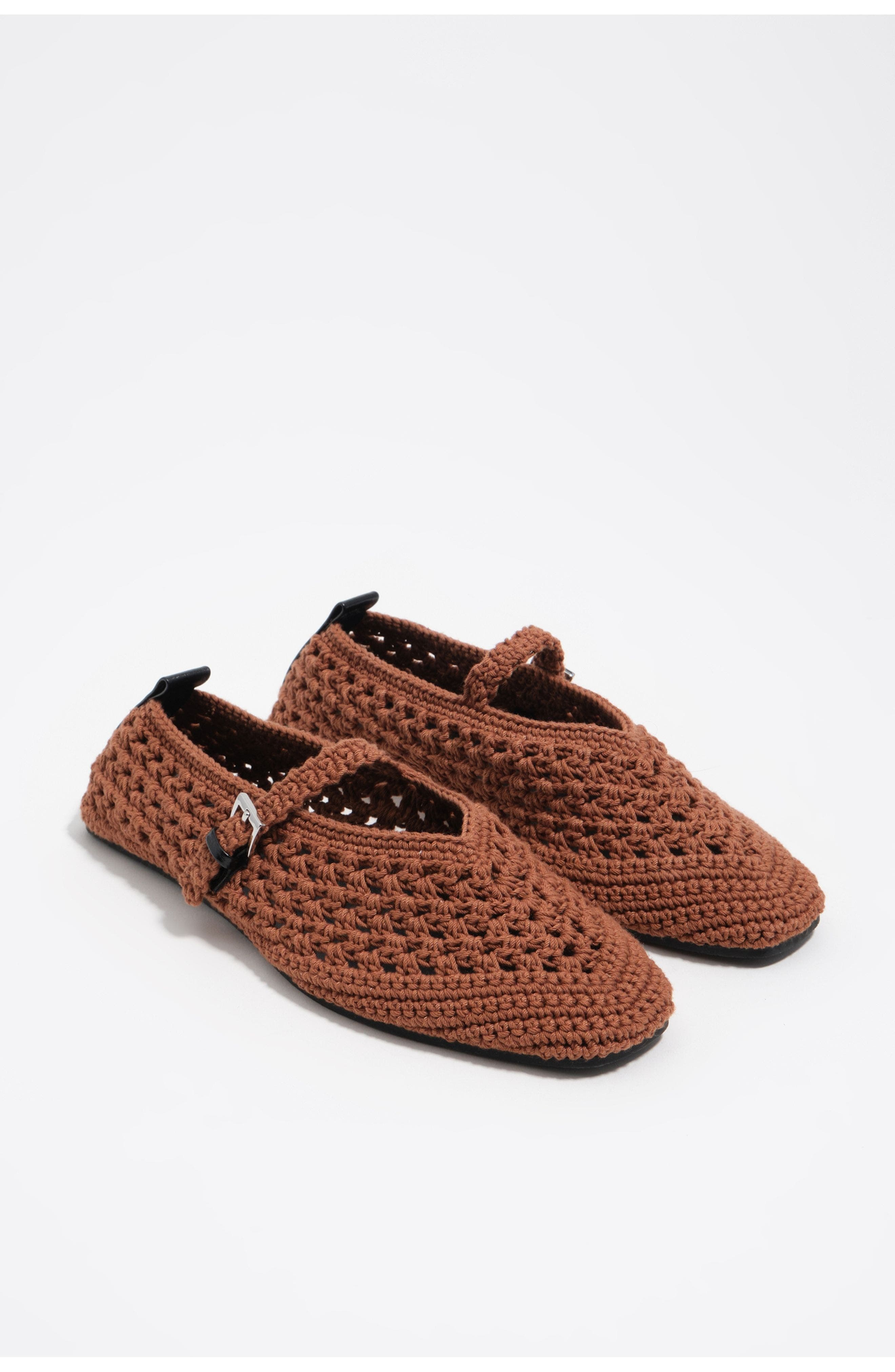Crochet Flats Ballerina, Alternate, color, TAN