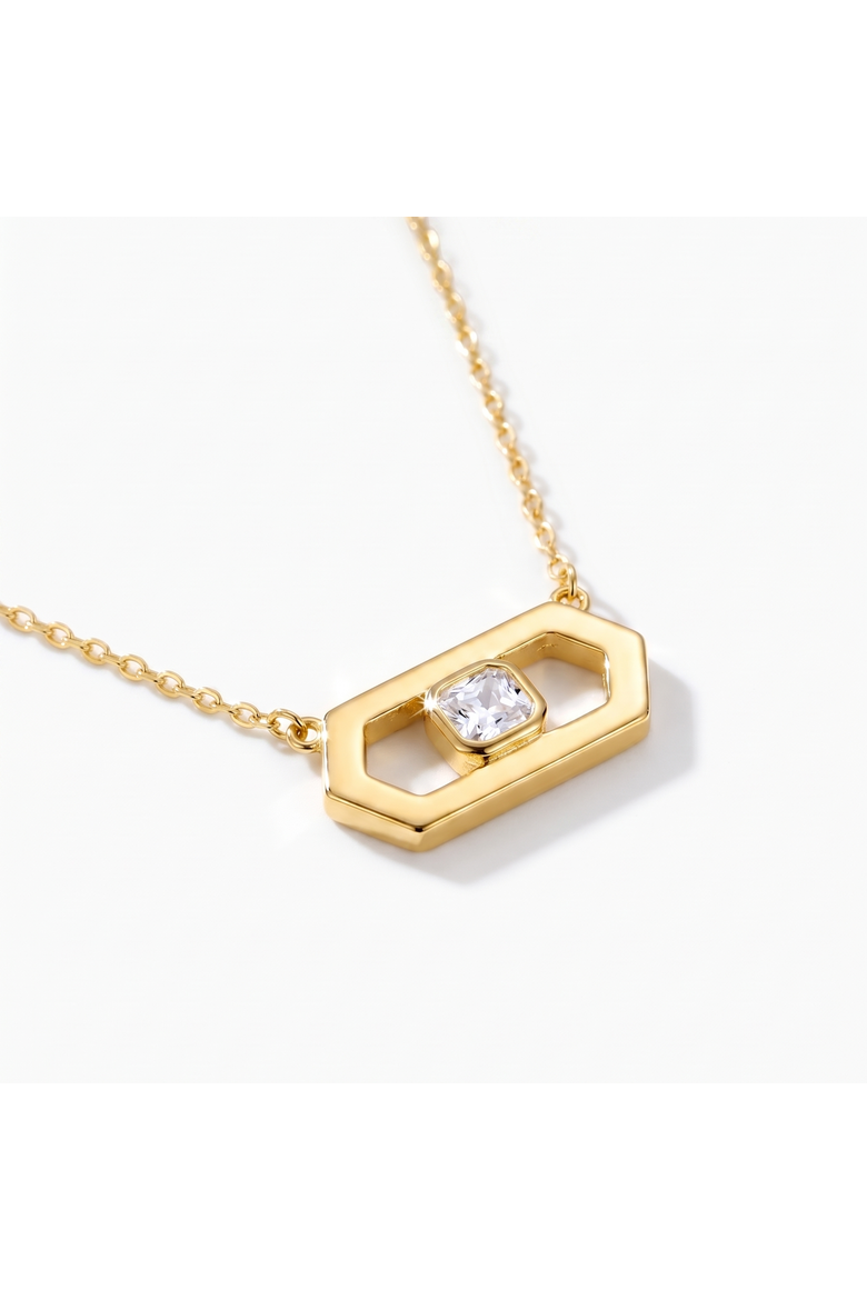 The Ever Necklace, Alternate, color, Gold/White CZ