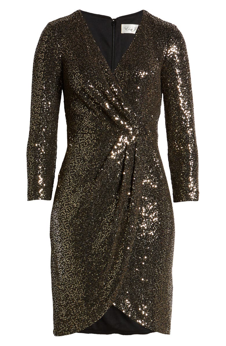eliza j sequin wrap dress Eliza J Sequin Faux Wrap Dress