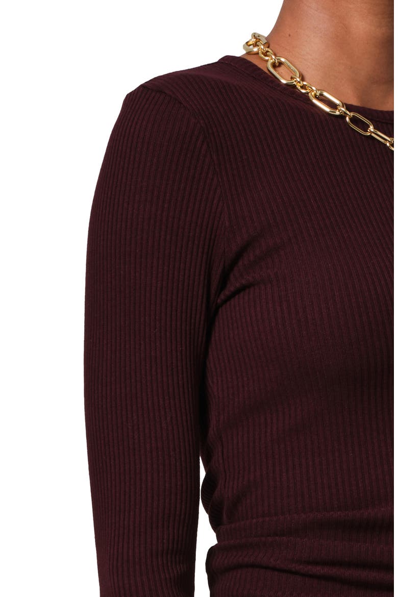 Fellina Rib One-Sleeve Sweater, Alternate, color, BURGUNDY