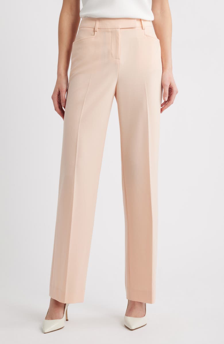 Tahari ASL Bird Eye Straight Leg Pants, Main, color, Parfait