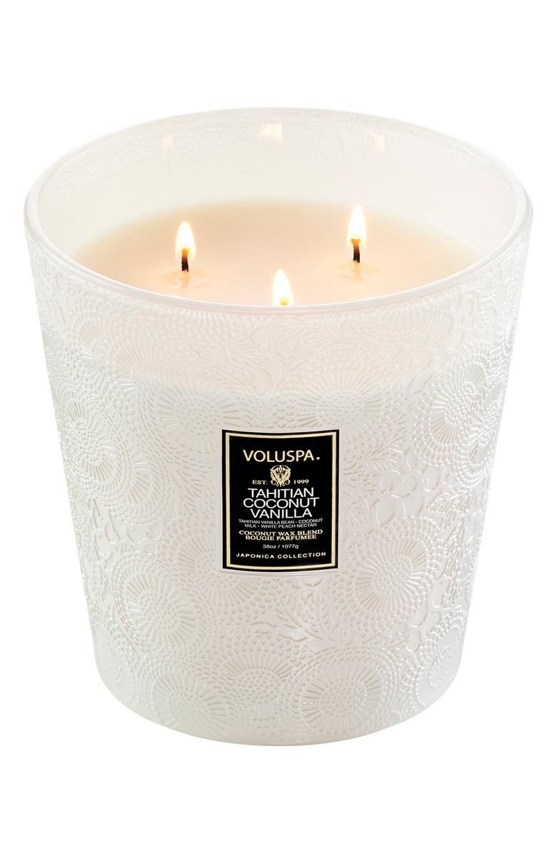 Voluspa Tahitian Coconut Vanilla Three-Wick Hearth Candle, Alternate, color, 