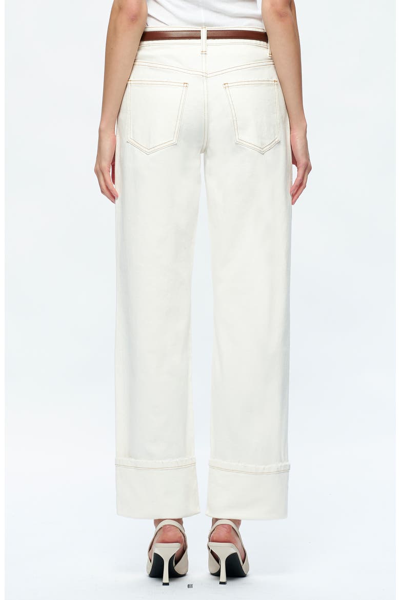 Michelle Deep Cuff Straight Jeans, Alternate, color, CREAM
