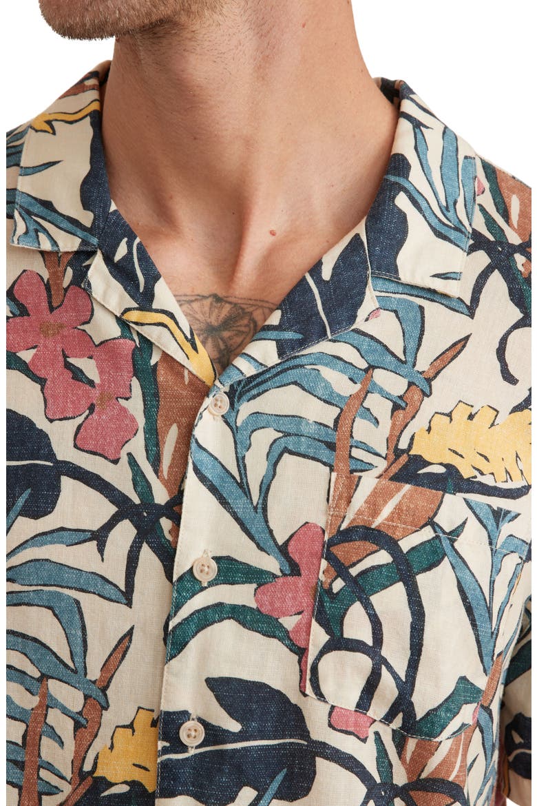 Floral Short Sleeve Camp Shirt, Alternate, color, NATURAL FLORAL