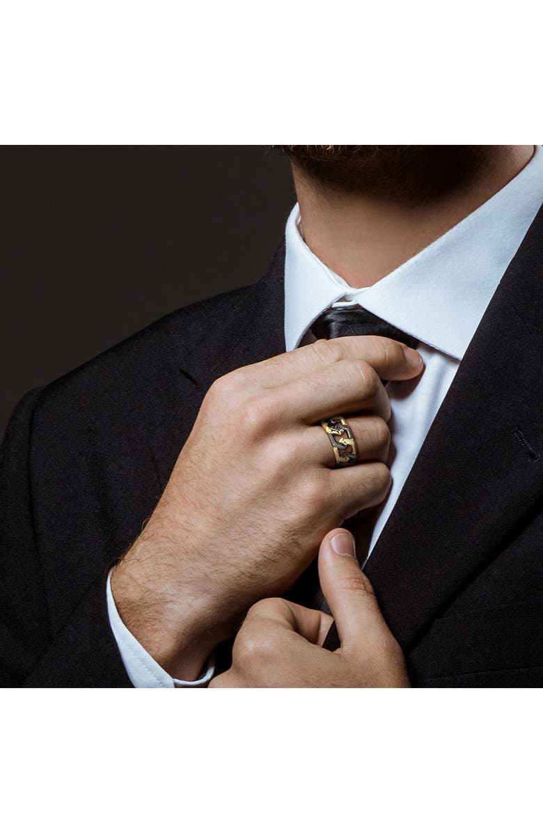 DELMAR Men's Two-Tone Hexagon Link Eternity Ring, Alternate, color, Black