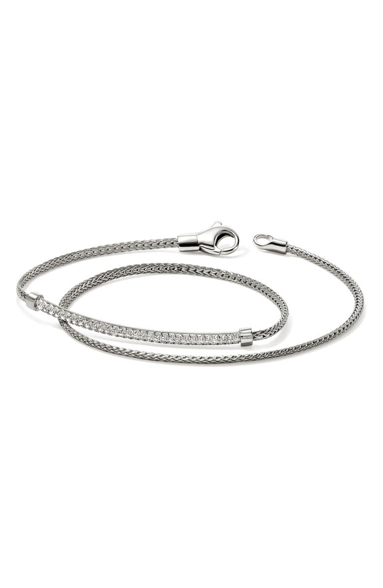 John Hardy JH Essentials Pavé Wrap Bracelet, 1.8mm, Alternate, color, Silver/Diamonds