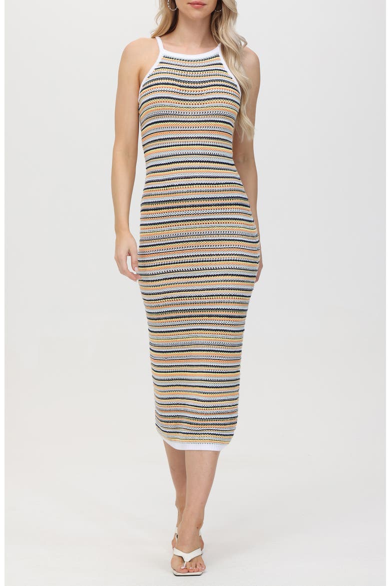 Joelle Stripe Knit Midi Dress, Main, color, BLEACH WHITE MULTI