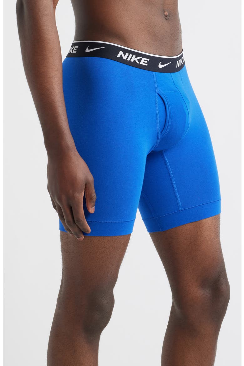 3-Pack Essential Stretch Cotton Long Boxer Briefs, Alternate, color, BLUE/ BLACK ASSORTED