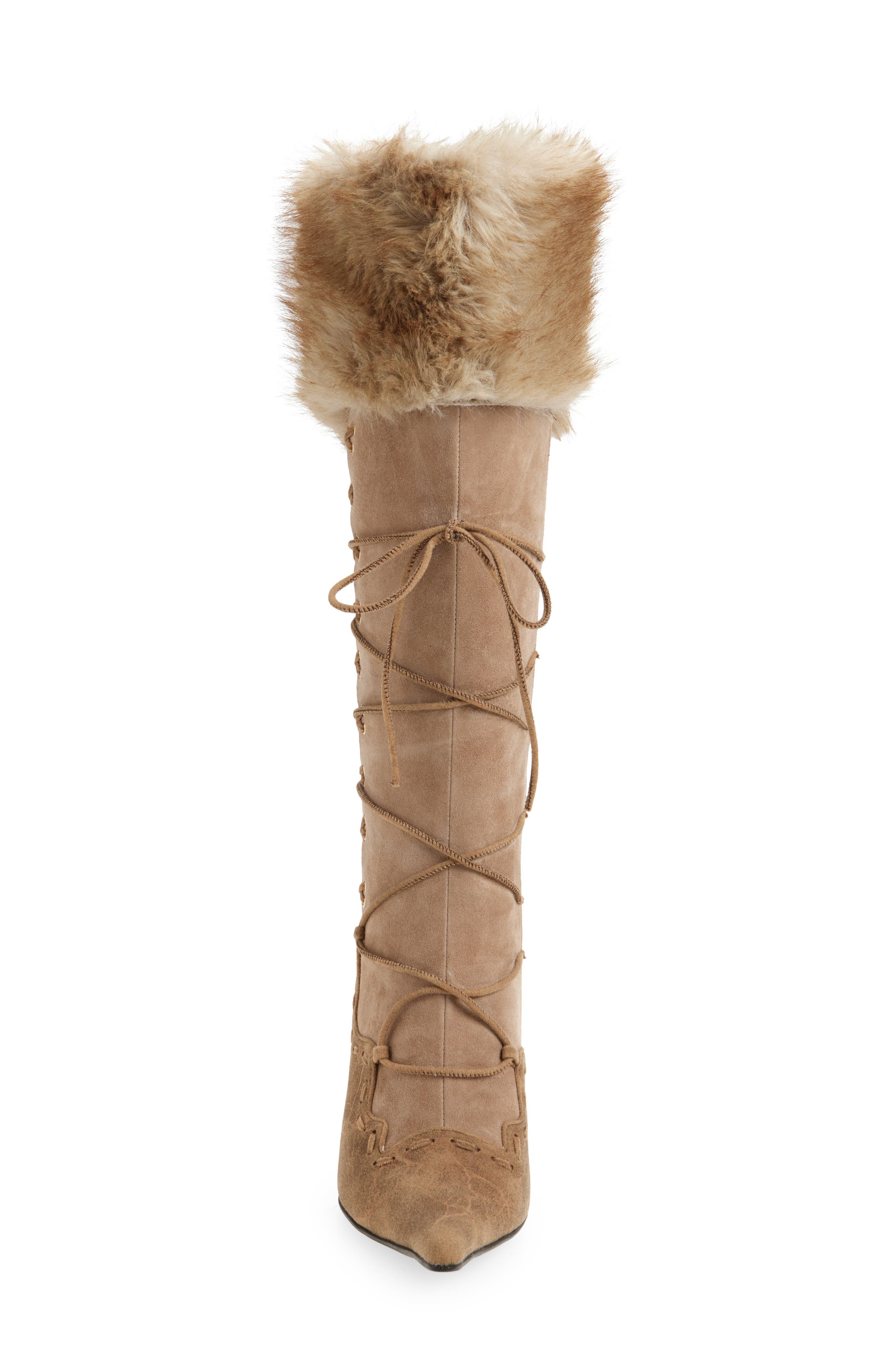 Jeffrey Campbell Verbier Knee High Boot, Alternate, color, Beige Combo