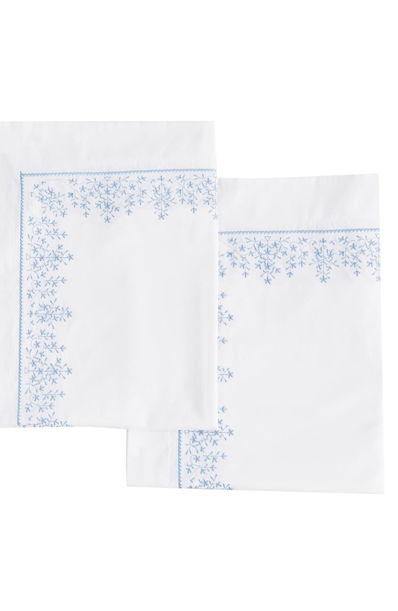 MELANGE HOME Embroidered 2-Pack Euro Shams, Main, color, Blue