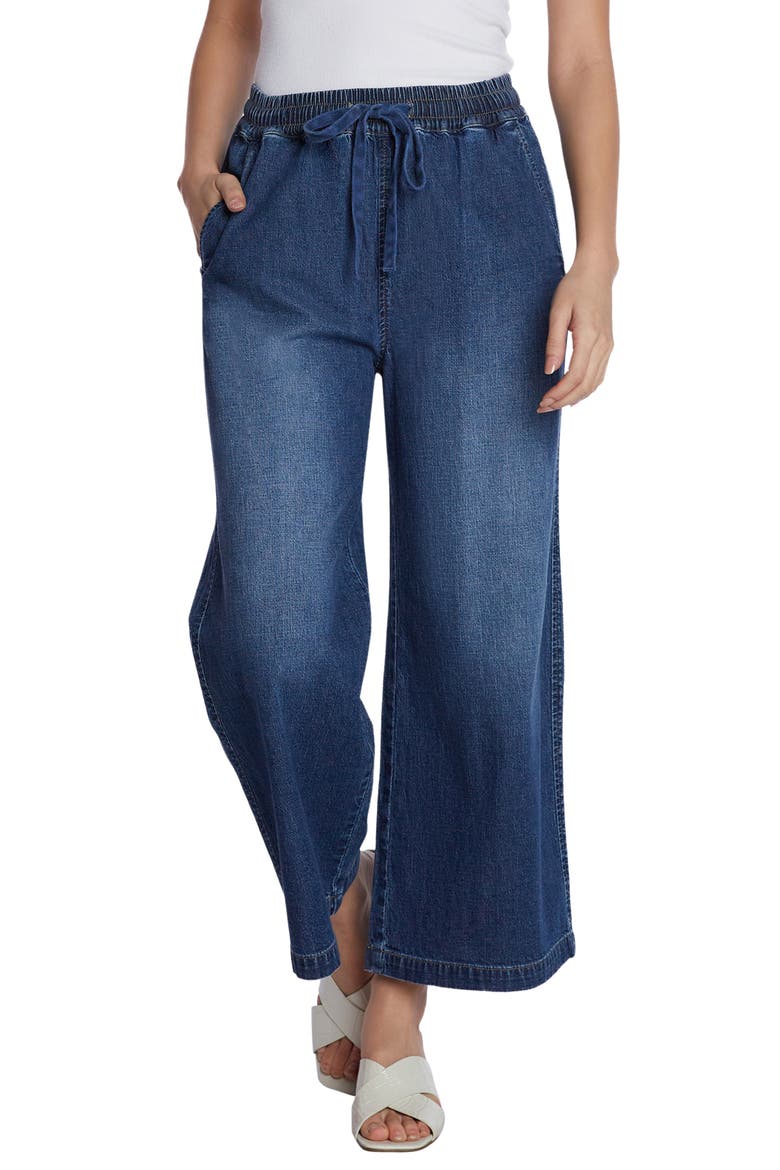 Drawstring Ankle Wide Leg Jeans, Main, color, BAHAMA BLUE