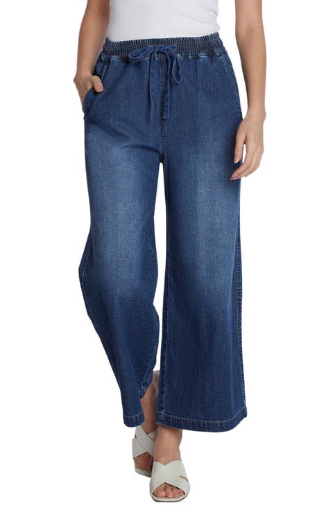 Drawstring Ankle Wide Leg Jeans