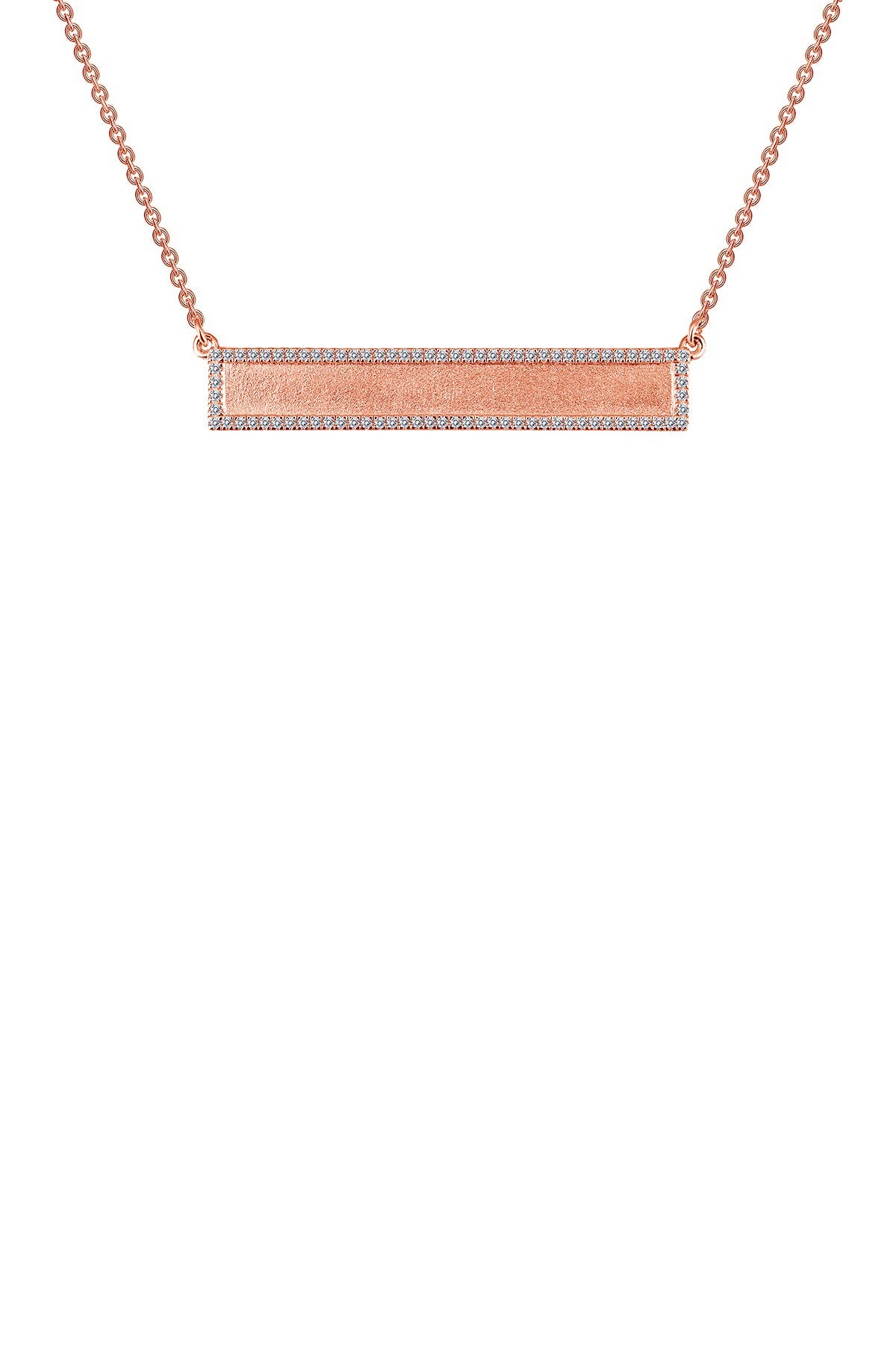Lafonn Rose Gold Plated Sterling Silver Pavé Simulated Diamond Halo Bar Pendant Necklace