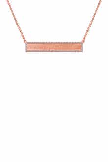 Lafonn Rose Gold Plated Sterling Silver Pavé Simulated Diamond Halo Bar Pendant Necklace