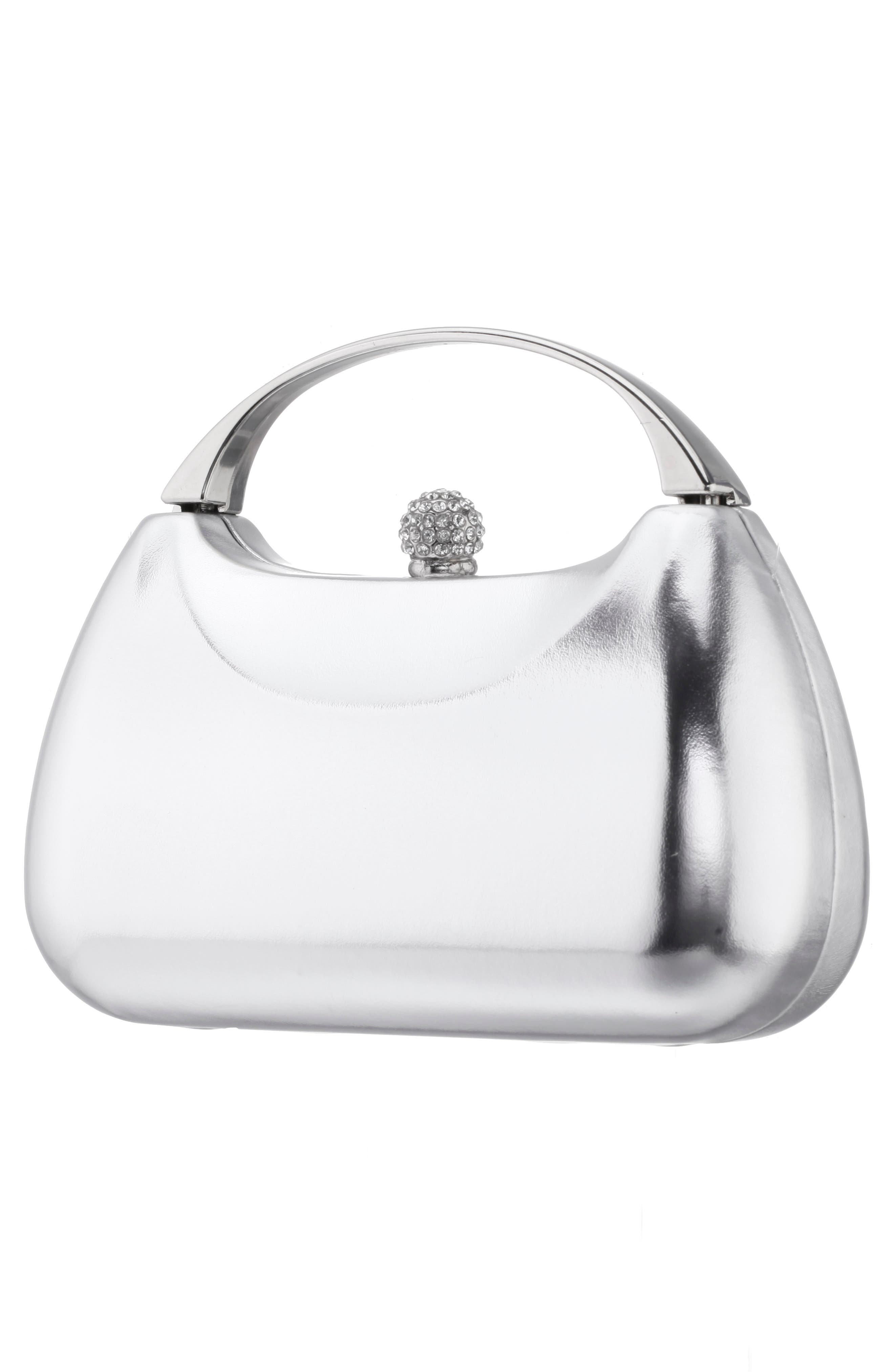 Nina Minaudière Top Handle Bag, Alternate, color, Silver