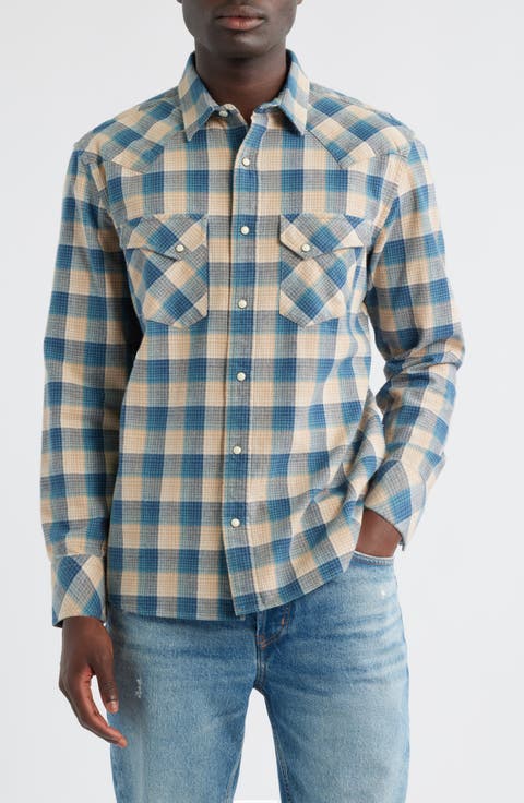 Wyatt Plaid Cotton Snap-Up Shirt