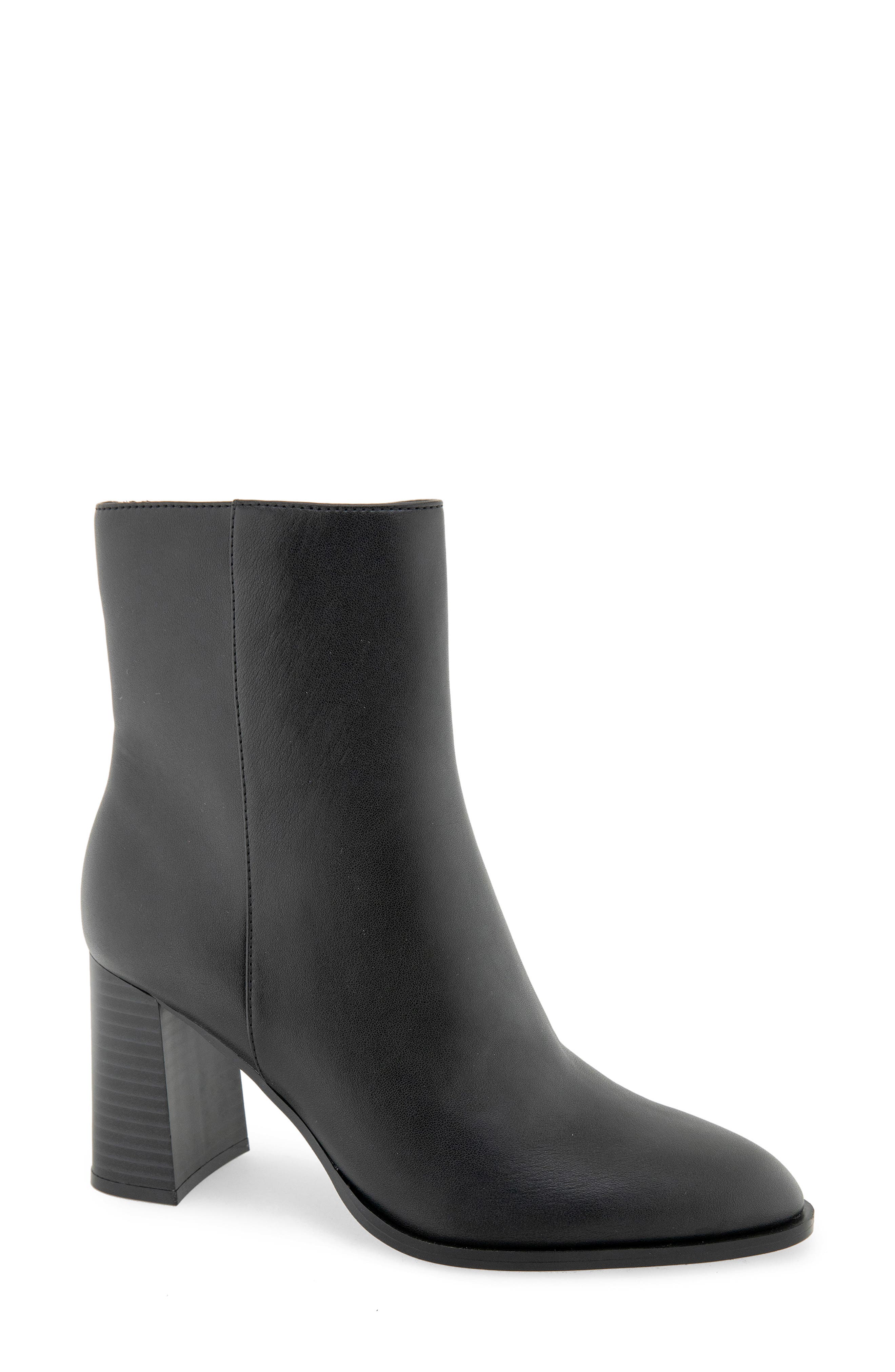 Weyton Croc Embossed Faux Leather Bootie, Main, color, BLACK