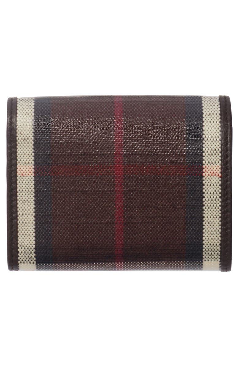 Burberry Highlands Check Coated Canvas Compact Wallet, Alternate, color, Mahogany