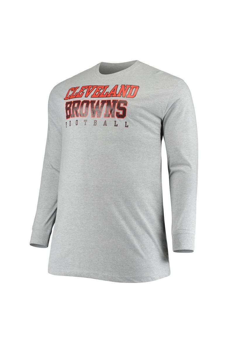 Men's Fanatics Branded Heathered Gray Cleveland Browns Big & Tall Practice Long Sleeve T-Shirt, Alternate, color, Heather Gray