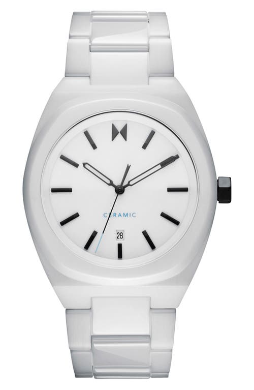 MVMT Odyssey II Ceramic Bracelet Watch, 40mm in White 