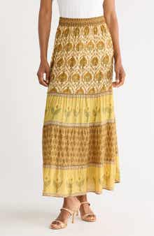 Joie Printed Tiered Maxi Skirt