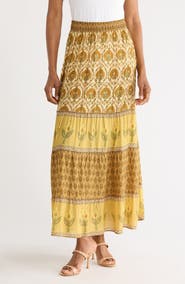 Joie Printed Tiered Maxi Skirt