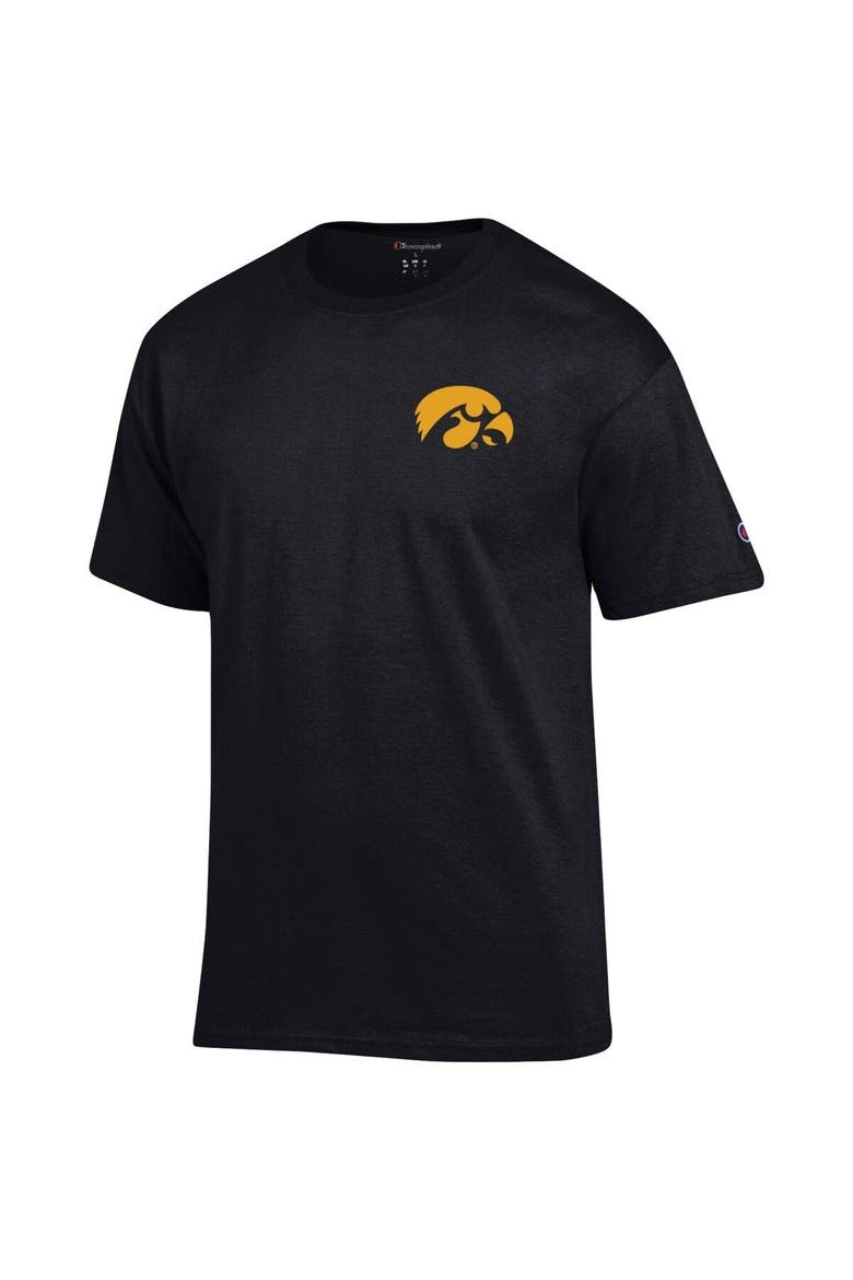 Men's Champion Black Iowa Hawkeyes Stack 2-Hit T-Shirt, Alternate, color, Black