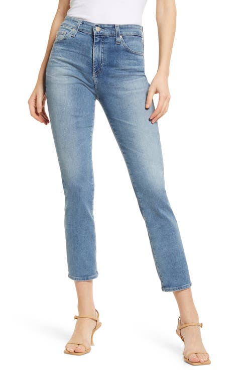 Mari Mid Rise Slim Straight Crop Jeans
