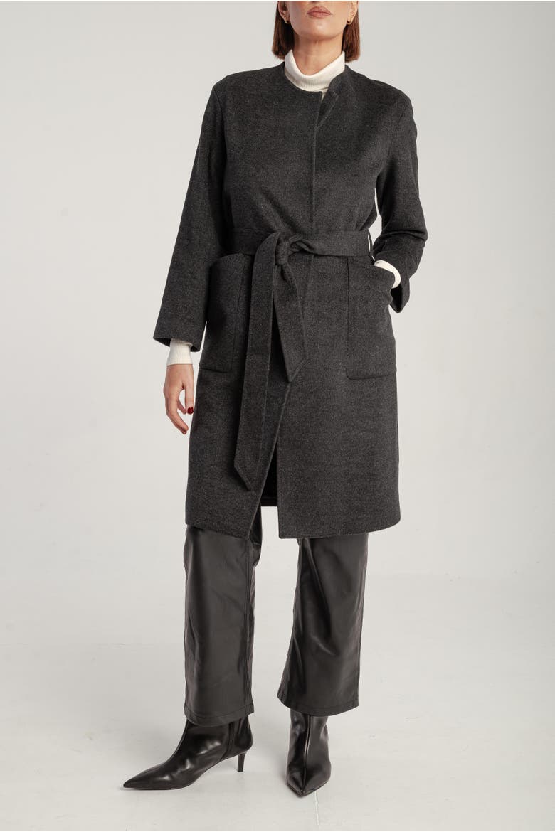 Cashmere Belted Lapel Coat, Alternate, color, Mid Grey